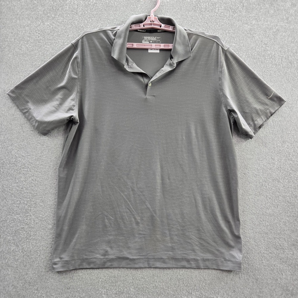 Nike Golf Men Polo‎ XL Gray Tour Performance Activewear Logo Short Sleeve